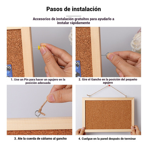 Tablero De Corcho 60x40cm Pizzaron Con Kit De Instalacion Para Colgar En Pared Ordena Tus Actividades De Forma Creativa Y Original