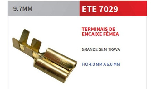 10-terminal Femea Ete7029 9,7mm P/ Fio 4 A 6mm 