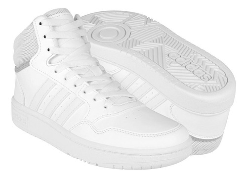 Tenis Joven adidas Hoops Gw0401 Simipiel Blanco