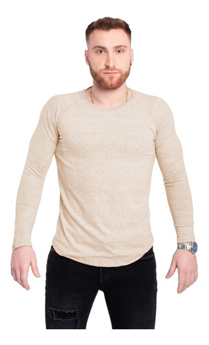 Imagen 8 de 9 de Remera Entallada Hombre Manga Ranglan Larga Algodón Jersey Premiun A15