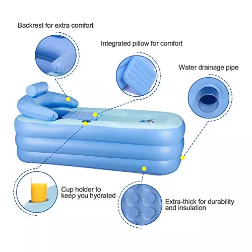 Bañera inflable para adultos, bañera inflable independiente con función  portátil plegable para spa de adultos con bomba de aire eléctrica (PVC de  alta