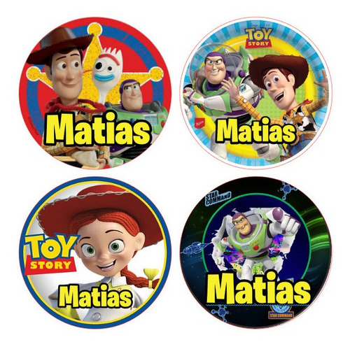 Etiquetas Cumpleaños Toy Story Personalizadas 100pz 5cm