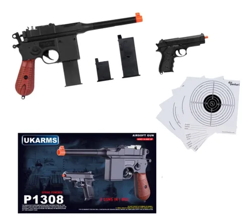  UKARMS Pistola de aire con resorte – 6 tiros revolver Magnum 357  c/cartuchos + 6 mm BBS, Plateado, 11 : Deportes y Actividades al Aire Libre