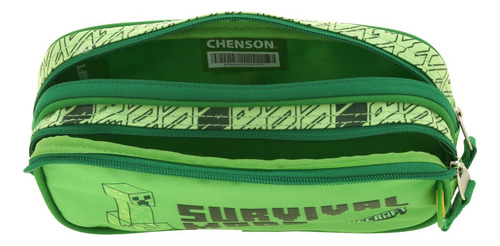 Kit Combo Chenson Mochila Lapicera Lonchera Verde Minecraft