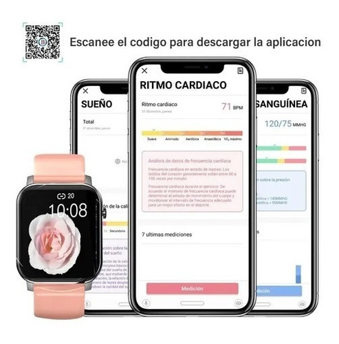 Imagen 7 de 7 de Reloj Inteligente P22 Deportivo (rosa + Negro)