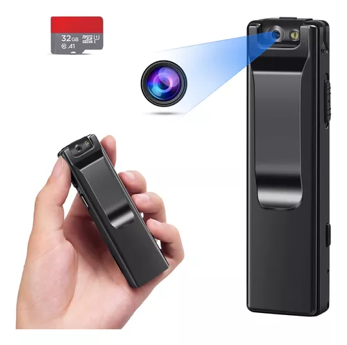 Cámara de cuerpo pequeño 1080P Full HD, mini cámara espía con tarjeta de  memoria de 32 GB, cámara corporal portátil de alta calidad con detección de