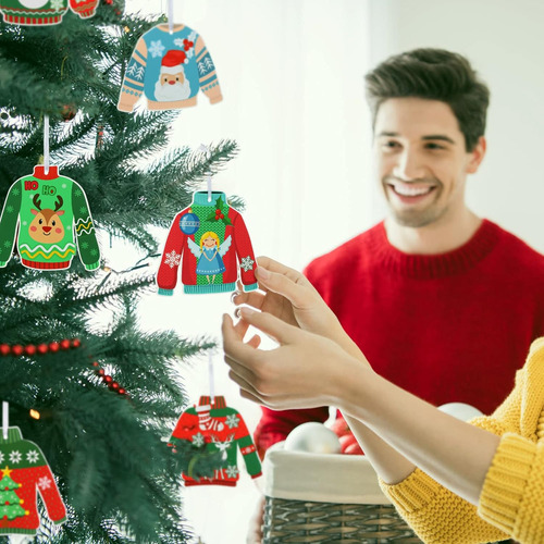 24 Adornos De Suéter De Navidad 16 Calcomanías De Nav...