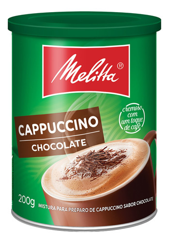 Café instantâneo cappuccino Melitta Zero adição de açúcares Solúvel chocolate sem glúten lata 200 g