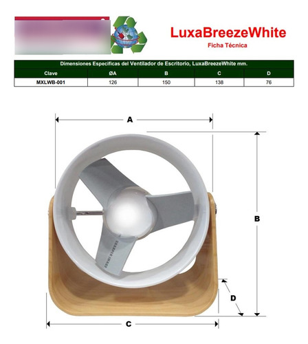 Soplador Aire Diseño Moderno, Mxlwb-001,1pza, 5 Ø, Blanco/ma