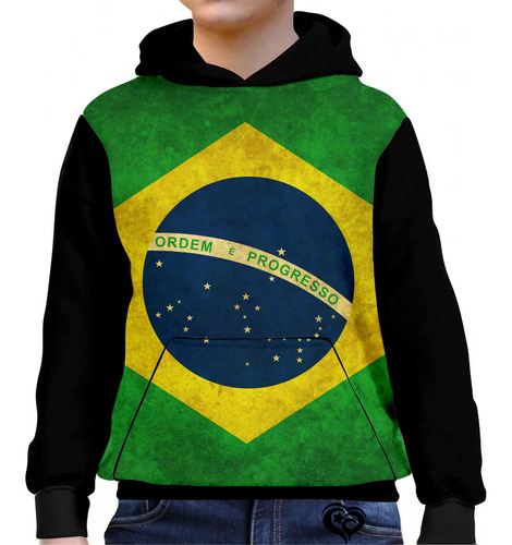 Moletom Brasil Infantil Bandeira Unissex Blusa Casaco Roupas