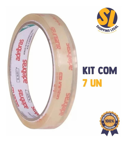 Imagem 2 de 6 de Kit 7 Fitas Empacotamento Transparente 18mmx50m - Adelbras
