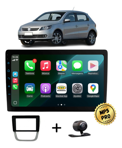 Kit Multimidia Mp5 Pro+ 9'' Flutuante Vw Gol G5