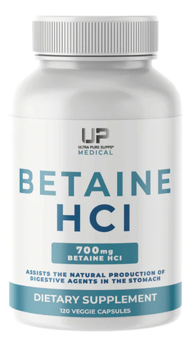 Ultra Pure Supps Betaine Hci, 120 Caps Sabor Sin Sabor