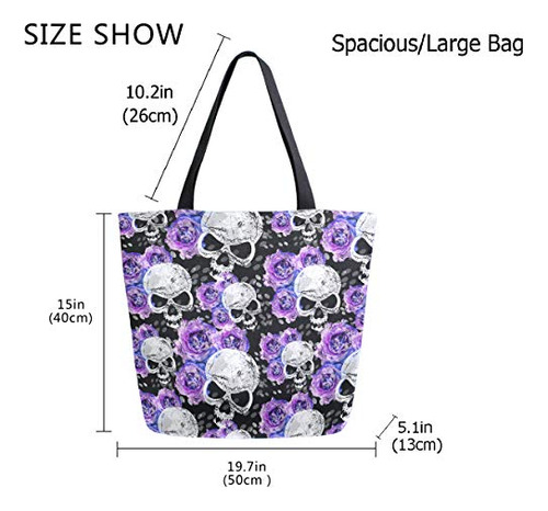 Zzwwr Con Estampado De Calaveras Y Flores Violetas Extragran
