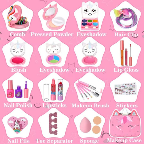Kit De Maquillaje Lavable Para Niñas Regalo Ideal 3 A 5 Añ