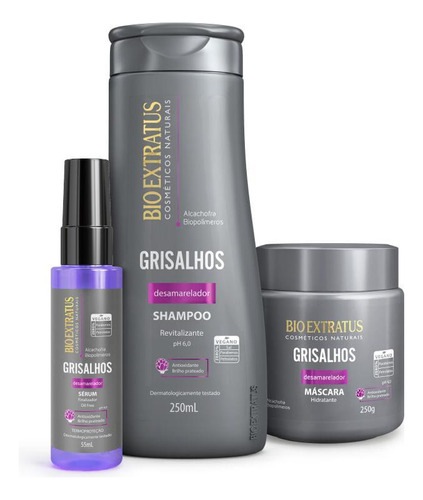 Kit Grisalhos Bio Extratus Brilho Prateado Vegano 3 Produtos