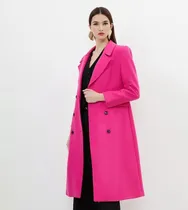 Comprar Tapado Largo Manhattan Fucsia Saco Mujer Abrigo Sobretodo 