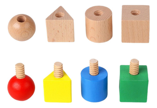 8 Piezas De Juguete De Estaca De Tuercas Y Pernos De Madera,