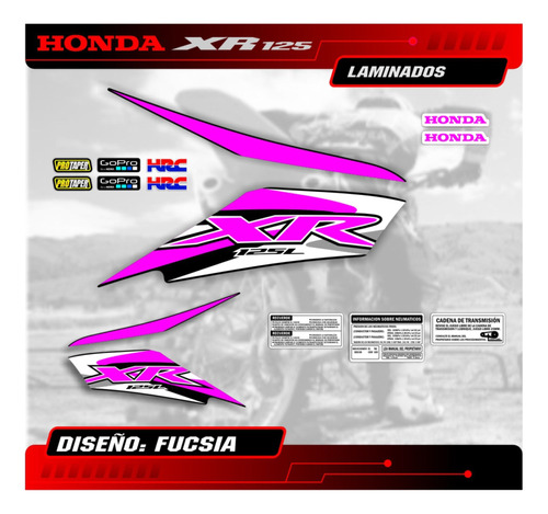 Kit Calcos - Grafica Honda Xr 125 Laminados - Fucsia