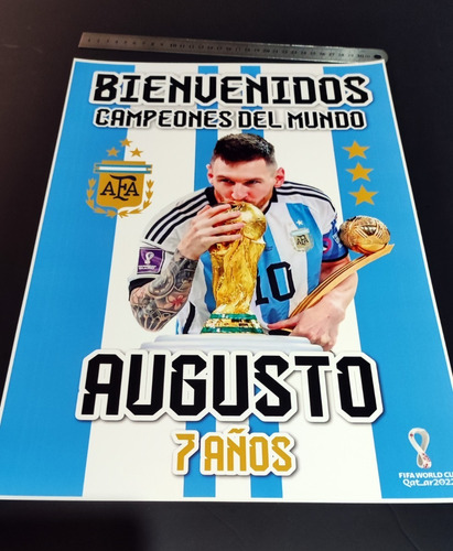 Cartel Poster Cumple Messi Argentina Campeon Personalizado