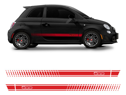 Faixa Adesivo Fiat 500 2009/2017 Lateral Vermelho Decorativo