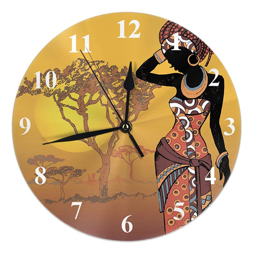 Hgod Designs African Women Round Wall Clock, Hermosa Mujer A