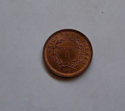Moneda De Un Boliviano Año 1951