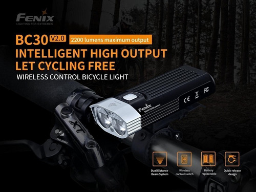 Imagen 6 de 10 de Linterna Led Para Bicicleta Fenix Bc30 1800 Lumens 170mts.