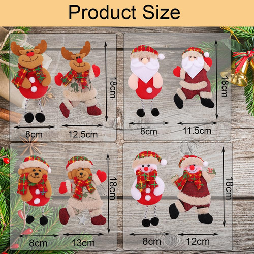 8 Piezas Juego De Adornos Navideños De Peluche, Peluche De