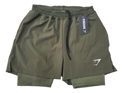 Shorts Deportivo Hombre Doble Biker Corredor Insp Gym Sharkk