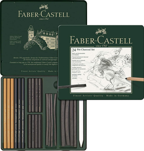 Kit Carboncillo 24 Piezas Faber-castell Pitt Graphite