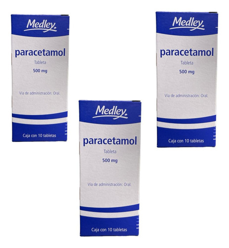  Paracetamol Medley 500mg C/10 Tabs 3 Cajas 