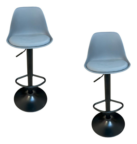 Set De 2 Bancos Bar Barra Cocina Respaldo Posapie Base Negra Acabado de la estructura Gris Color Gris