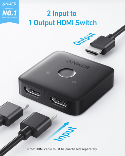 Interruptor Hdmi Anker 4k @60hz Bidirecional 2x1/1x2 Hdmi