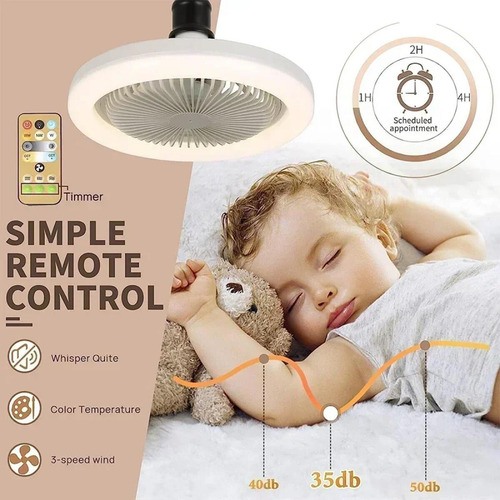 . Ventilador De Techo Con 3 Aspas De Plástico Blanco