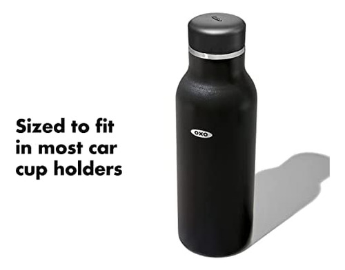 Oxo Strive Botella De Agua Aislada De 16 Oz Con Tapa Onyx