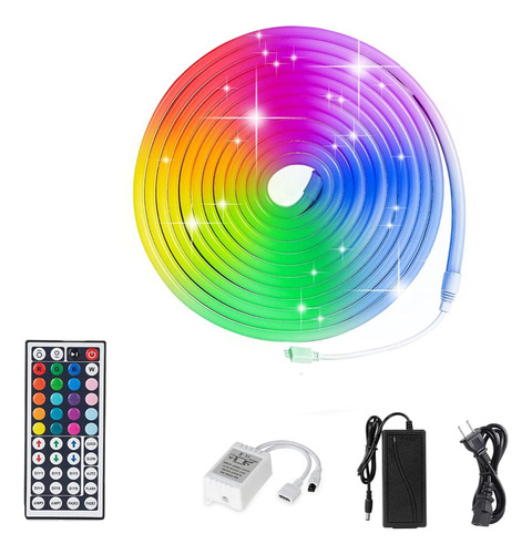 Kit Tira Led 5 Mts Rgb Neón Control Grande Tik Tok Pc Gamer