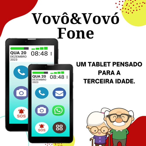 Tablet Vovô&vovófone 32gb 4g Botões Sos Faz E Recebe Ligação