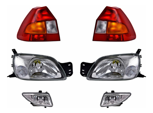 Faros Ppales Niebla Calaveras Depo P/ Ford Ikon 01 Al 03