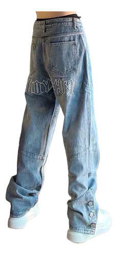 Pantalones Anchos De Vaqueros De Hip-hop Con Bordado De Letr