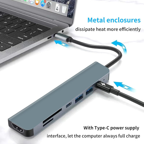 Adaptador Hub Type C 7 En 1 Usb 3.0 Hdmi 4k Multipuerto Usb