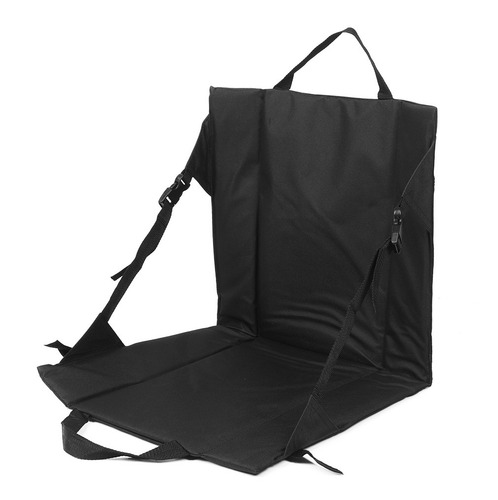 Silla De Playa Plegable Negra Con Cojín Portátil Ligero