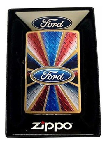 Encendedor Zippo Custom - Ford Script De Latón Cepillado Con