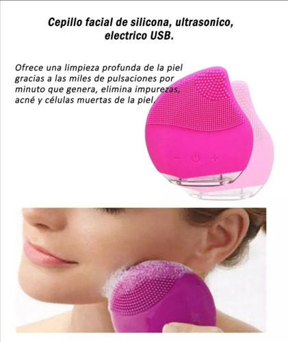 Cepillo Facial Ultrasónico Recargable Usb Premium Rosa Chicle