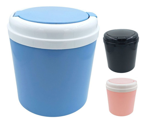 Cesto De Lixo Lixeira De Mesa Pequeno Plástico Trava Click Cor Azul/branco