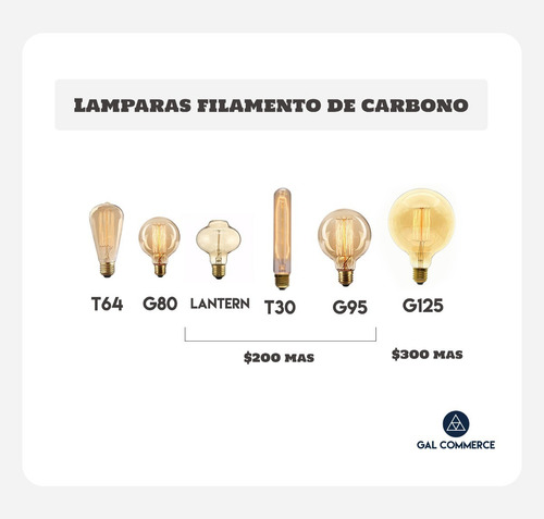 Imagen 4 de 5 de Lampara Filamento Carbono G80 Globo Multifilamento Carbono