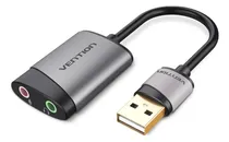 Comprar Adaptador audio usb vention macho a miniplug hembra hi-fi audio y microfono tarjeta sonido jack 3.5 mm plug trrs carcasa aluminio con cable 0.15 metros notebook auriculares