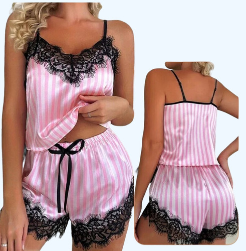 Set Pijama Rosado Para Mujer 2 Piezas