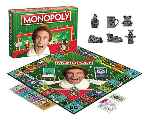 Juego De Mesa Usaopoly Monopoly Elf Christmas Film Con Ficha