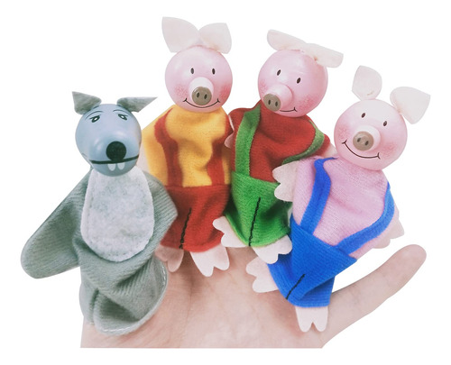 4 Marionetas De Dedo De Tres Cerdos Pequeños, Mini Marione.